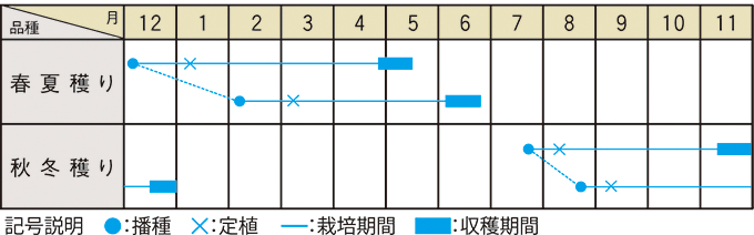 栽培適期表（近畿標準）