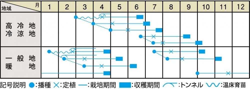 栽培適期表（近畿標準）